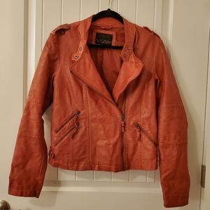 Burnt Orange Faux Leather Jacket